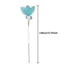 3 piezas Juguetes divertidos para gatos con plumas, varitas de juego interactivas con cascabeles para gatitos, vara de pesca de colores para mascotas, regalo de Navidad - Multicolor - Ver 2
