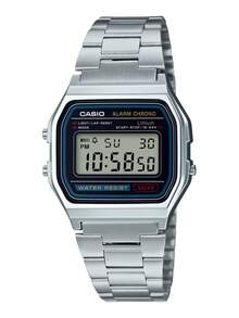 Casio Reloj digital retro para hombre - Con función de cronómetro y luz de fondo, adecuado para uso diario A158WA-1 - Negro - Ver 3