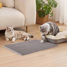 Cat Litter Mat, Cat Litter Trapping Mat, Honeycomb Double Layer Design, Easy To Clean,Washable (Gray) - 30*45CM - View 1