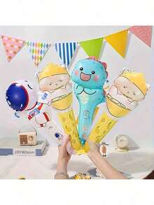 18 piezas de globos de aluminio con diseños de dibujos animados, decoración linda de dibujos animados, aluminio duradero, impresión clara, adecuado para accesorios de fotos, fiestas de cumpleaños, decoración de vacaciones, decoración del hogar, etc., Pascua - Multicolor - Ver 6