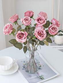 1 pièce/3/240 pièces Fleurs de rose artificielles en soie, bouquets de roses artificielles, plantes artificielles pour le printemps et l'automne, décoration de vase pour la maison, la salle à manger, la chambre à coucher, la fête des mères, la Saint-Valentin, l'anniversaire, les fêtes, la décoration de jardin extérieur - Multicolore - Voir 25