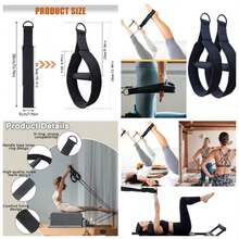 2 correas de mueca con hebilla de tobillo para pilates, correa de hombro doble para yoga, accesorios deportivos para el SIDA, 14.2x 5.1x 1.97 pulgadas - negro - - Ver 1