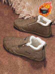 Herren Lässig Sportschuhe, personalisierte Mode Doppelreißverschluss Mittelschaft Stiefel, vielseitig wasserdichte Dicksohlen Erhöhte Gummisohle Sneakers, Trekkingschuhe, Chelsea-Stiefel mit Thermofutter für Herbst/Winter