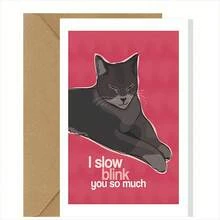 1张趣味创意情人节贺卡，猫咪主题情人节贺卡，送给爱猫人士