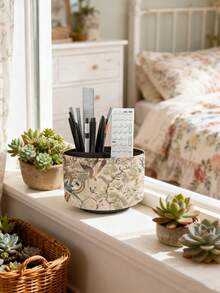 360° Rotating Cosmetic Storage Box, Art Supply Storage Box, Remote Control Holder, 4-Compartment Multi-Functional Pen Holder Desktop Stationery Storage Box (Magpie On A Branch) - Multicolor - View 6