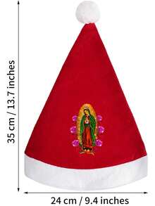 Our Lady Virgen De Guadalupe Santa Hat Confortable Velvet Red Christmas Hat For Christmas Party Favors Fit For Adults And Kids - Red and White - View 4