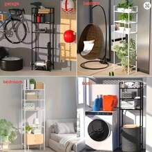 Bathroom Storage Rack Space-Saving Stand Holder MultiFunctional Floor Type Toilet Storage Racks Multilayer Washing Shelf - màu đen - Xem 8