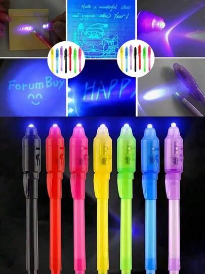 30 piezas Linterna fluorescente mágica invisible, de color cambiante y brillante al azar; Bolígrafo mágico de mensaje misterioso; Relleno de caja de regalo de Navidad, regalo de cumpleaños, regalo de Año Nuevo, regalo de carnaval, regalo de Pascua y regalo de regreso a la escuela.