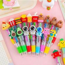20支随机卡通可爱四色迷你圆珠笔，四色迷你彩色圆珠笔，工艺笔，四色墨水，办公文具礼盒套装，0.7mm笔芯 - 多色3 - 查看 4