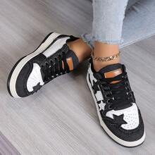 新款时尚休闲星形印花帆布女鞋 - 黑色 - 查看 10