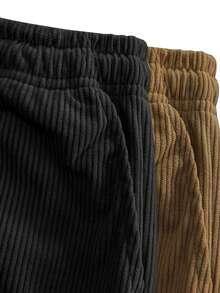 2 szt. męskich spodni sztruksowych na wiosnę/jesień, w jednolitym kolorze, z kieszeniami ściąganymi sznurkiem w pasie, oddychające i wygodne, odpowiednie do codziennego noszenia - Wielokolorowe - Zobacz 6