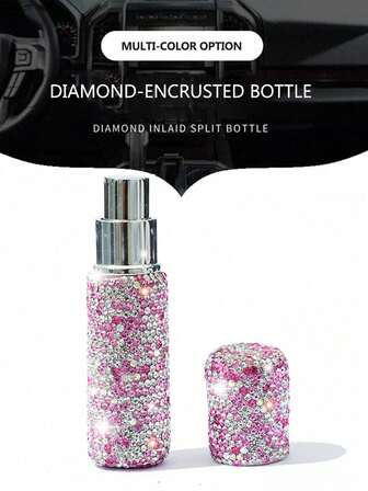 1PC Rhinestone-Encrusted Glass Spray Bottle, Vacuum-Press Perfume/Essential Oil Dispenser, Travel Essential