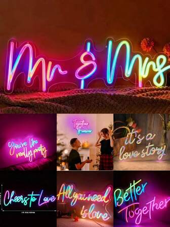 Sweet & Cool Iridescent Style, Pink-Purple Gradient Neon Sign, Smooth Cursive Font Shape, Iridescent Glow Details, Ambient Decor Light Sign / Confession Decor, Suitable For BFF Gatherings / Birthday Parties / Bedroom Decor