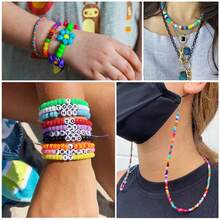 100/200/1850pcs Mixed Color Pony Beads, Acrylic Pony Loose Spacer Beads With Big Hole For Jewelry Making, DIY Handmade Bracelet Necklace Keychains Crafting Accessories