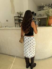 Women's Polka Dots Midi Skirt Low Rise Summer Casual Going Out Skirts - 白色 - 查看 2