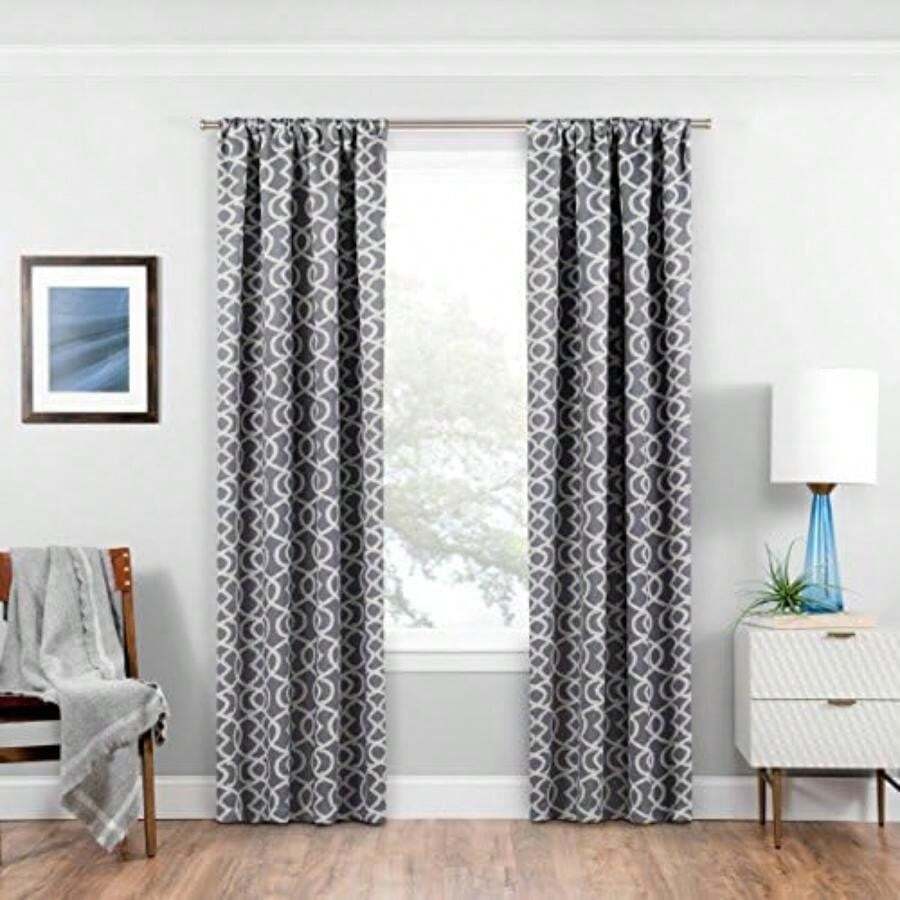 Eclipse Isanti - Cortinas de oscurecimiento de habitación para recámara, 37 x 63 Pulgadas, Aislamiento térmico, Cortinas de Bloqueo de luz con Bolsillo para Barra de Estar, Color(0.6An x 213.4Al cm (1 Paneles) Gris) - Multicolor - Ver 1