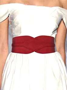 1pc Women's Minimalist Rhombus Decor Waist Belt, Suitable For Halloween Party Or Daily Outfit, Red - Red - View 3