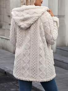 Plus Size Autumn And Winter Thickened Double Jacket Women's Fall Women Geometric Pattern Reversible Hooded Jacket With Pockets   Women's Winter Clothing Of Women's Winter Clothing Women's Winter Fashion Women's Winter Promotion Of Women's Winter Clothing Fleece Jackets Women  Define Jacket  Christmas Define Jacket  Sports Jacket  Fitted Jacket  Zip Up Jackets - 灰色 - 查看 4