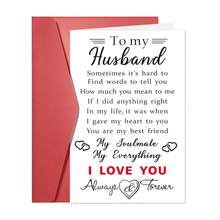 浪漫情人节贺卡，送给丈夫、男友、男士的甜蜜周年纪念卡 | 专属他的生日贺卡 | 完美的情人节礼物 - 1张 - 彩色 - 查看 12