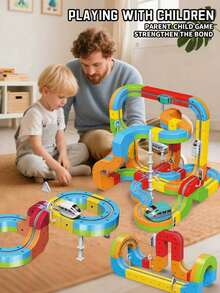 轨道车玩具 - 32/48/88 件套柔性轨道套装，合金轨道车，带电动火车和交通标志，儿童多人竞技 DIY 轨道玩具套装，组装拼接式亲子互动趣味玩具车，适合 3-12 岁男孩女孩，生日派对礼物，圣诞礼物，汽车玩具，男孩玩具，汽车轨道，火车轨道，男孩玩具