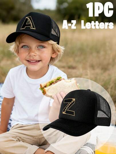 قبعة بيسبول مخصصة للأطفال بطبعة حرف 26 وزخرفة خياطة قرصان أسود، تصميم مهندم عتيق، خفيفة الوزن وقابلة للتنفس بشبكة واقية من الشمس، هدية عملية لعيد الميلاد والمناسبات، مناسبة للأولاد والبنات في الربيع/الصيف، للاستخدام اليومي والخارجي والمدرسة واللعب