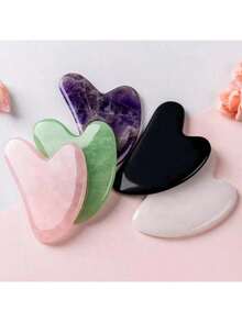 Natural Jade Gua Sha Massage Board, Rose Quartz Gua Sha Board, Jade Facial Massage Tool, Suitable For Facial, Neck, Back And Body Gua Sha Massage - Multicolor - View 2
