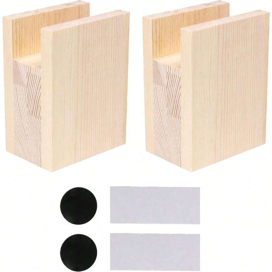 Set Of 2 Wood Bed Risers - 4 Inch Height Pine Furniture Lifts - Default - View 1