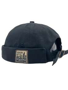 1. 男女皆宜的秋冬时尚街头嘻哈针织帽，品牌房东帽，Y2K保暖针织帽，韩版贝雷帽，街头风无檐房东帽 - 黑色 - 查看 8