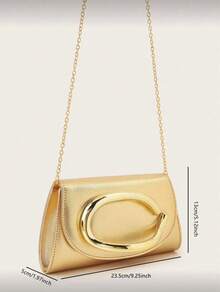 Luxurious Women's Clutch Bag, Handbag And Shoulder Bag, Chain Strap, - 金色 - 查看 6