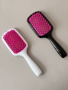 2pcs Grid Comb Wide Tooth Comb Contrasting Hollow Comb - Hot Pink - View 6