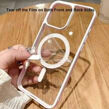 Hadaasi 1pc Pink Transparent Magnetic Protective Phone Case, Compatible With IPhone 17 Pro Max, 16, 15, 14, 13, 12, 11 Pro, Plus, Max, Mini, 16e, 7P, X, XR, XsMax, Shock-Proof