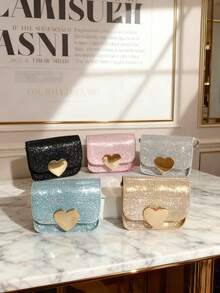 1pc Fashionable Flap Closure Shoulder Bag For Girls, Glitter Small Crossbody Bag Suitable For Parties, Festivals, Daily Use - A - View 1