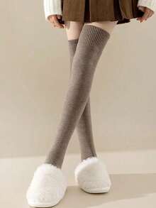 1 双厚针织过膝袜，柔软防静电，温暖舒适，过膝，多种颜色可选，秋冬