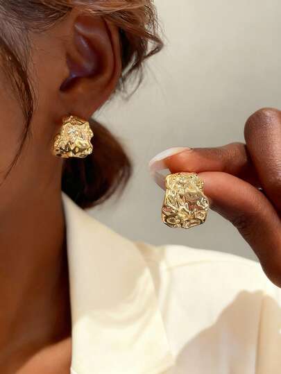 Stunning Geometric Chic Stud Earrings For Women - Hypoallergenic Zinc Alloy, Iron Posts, Comfortable Wear, Perfect For Casual Attire, Gifting, And Everyday Style