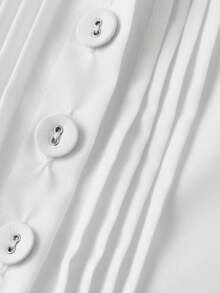 Women's Collared Shirts Fashionable Solid Color Long Sleeve Slim Fit Button Down Blouse - White - View 4