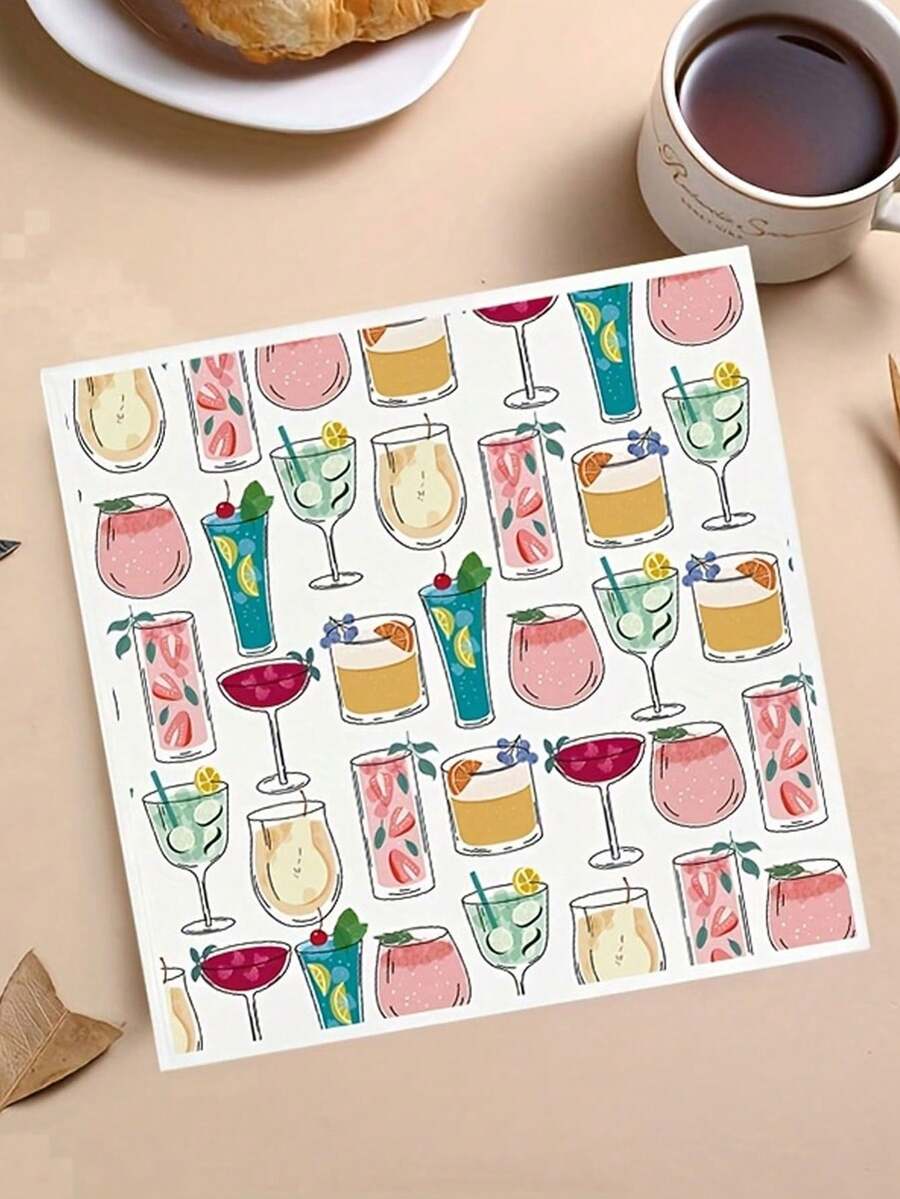 60/20/1 Pack 10*10 Inch Disposable Party Napkins - Birthday Dining Supplies - Cocktail Napkins - Restaurant & Kitchen Essentials - Home Use - Valentine's Day - Birthday Party Decor - Wedding Decor - Multicolor - View 1