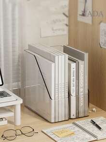 1/2/4 件装透明亚克力书架；书籍收纳盒，大容量办公文件收纳盒，A4 纸张桌面收纳盒，办公用品配件，桌面收纳架，学生返校用品，适用于家庭、书房、学校、办公室。杂志架