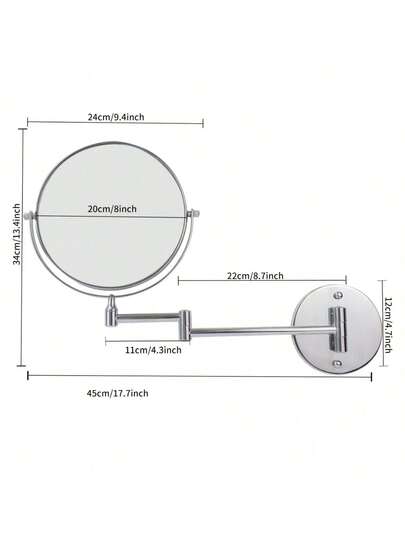 1pc [Wall Mounted Bathroom Mirror] Wall Mounted Makeup Mirror 1X/3X, Magnifying Mirror Double-Sided, Extendable Wall Magnifying Mirror For Bathroom,360 Degrees Rotation