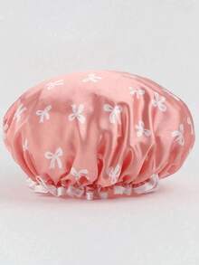 1pc Double-Layer Reusable Waterproof Women's Shower Cap, Bow Pattern, Elastic Bathing Hair Cover, Multipurpose For Kitchen & Bathroom, Essential For Summer & Back To School - Multicolor - View 14