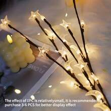 1pc 20 LED Branch Lights String With Moon & Star Pattern, Warm White, Battery Powered (Batteries Not Included), Suitable For Bedroom, Living Room And Indoor Decor - Star and Moon Tree Branch Lantern - View 4
