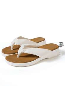 2 Peças Chinelos Clássicos e Minimalistas, Sandálias de Praia Versáteis e de Sola Macia - Branco - Visão 7