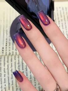 10ml Esmalte de uñas en gel con efecto de ojos de gato con brillo de atardecer, popular en otoño e invierno 2025. Blanqueador, colores graduales, acabado satinado y decoración con cuentas de vidrio fino para arte de uñas - Multicolor - Ver 5