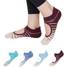 Calcetines antideslizantes de yoga para mujer, 4 pares de calcetines elsticos con agarre para pilates, barra, danza y entrenamientos en estudio. - inicial - Ver 2