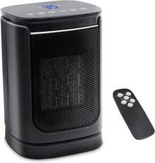 Calefactor Eléctrico para Hogar de 1500W, Calentador portátil con Pantalla Táctil, Control Remoto, Temporizador de 1 a 12 horas, Función Oscilante y Apagado por Vuelco, con Pantalla LED (Negro) - 1 - Ver 5