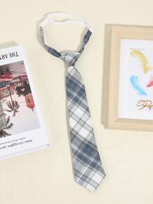 1条男女通用休闲百搭条纹格子图案领带，红/绿/粉/黑/蓝配色可选，适合学校、日常穿着、街头搭配。 - 彩色 - 查看 7