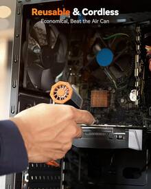 WOLFBOX Plumero de Aire Eléctrico MegaFlow50 con 110,000 RPM, Soplador Compacto Ajustable a 3 Velocidades, Carga Rápida, Para Computadoras, Teclados, Hogar, Exteriores y Coche. H7ST