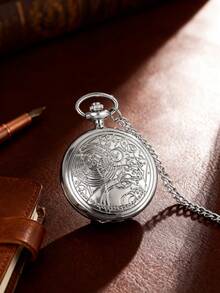 Steampunk Plain Pocket Watch, Black Quartz Necklace Pocket Watches Chain For Men And Women, Birthday, Wedding And Anniversary Gifts - A - View 10