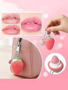 1/2pcs Strawberry Shaped Moisturizing Lip Balm, Glossy Texture, Cute Fruit Design, Multi-Functional Portable, Ideal Gift For Halloween/Christmas And Sweet Autumn/Winter Season - Multicolor - View 5