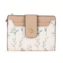 Suphiar Leaf Shaped Metal Button Tri-Fold Coin Wallet For Cards Card Holder For Women Wallet Purse Wallet Small Wallet - Màu Khaki - Xem 4