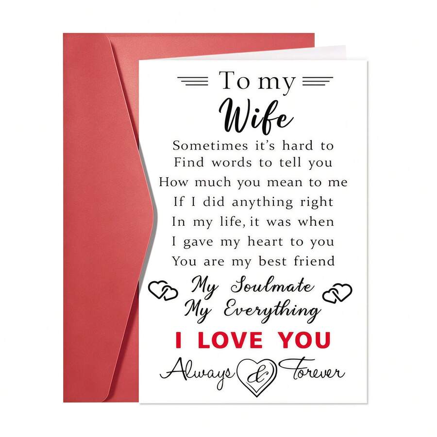 Romantic Valentine's Day Card For Wife, Girlfriend, Women & Fiancee | Sweet Anniversary Card | Her-Exclusive Birthday Card | Perfect Valentine's Day Gift-1PC - Multicolor - View 1